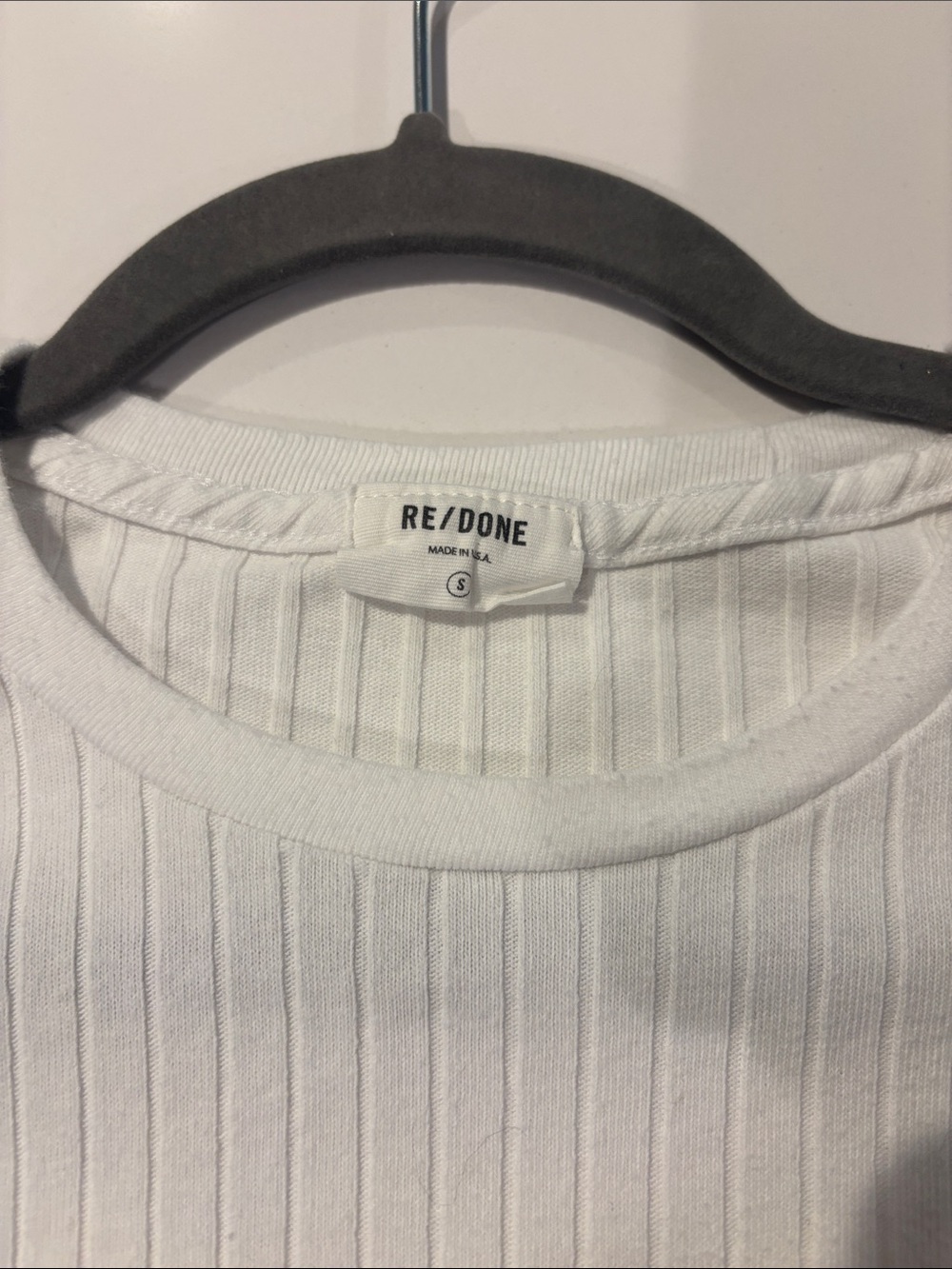 Re/Done White Ribbed Short Sleeve Tee - Picture 5 of 7